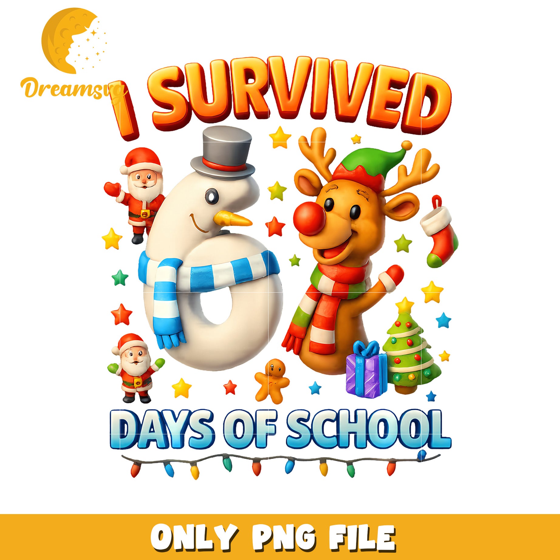 I survived 67 days of school png, christmas png, funny saying png