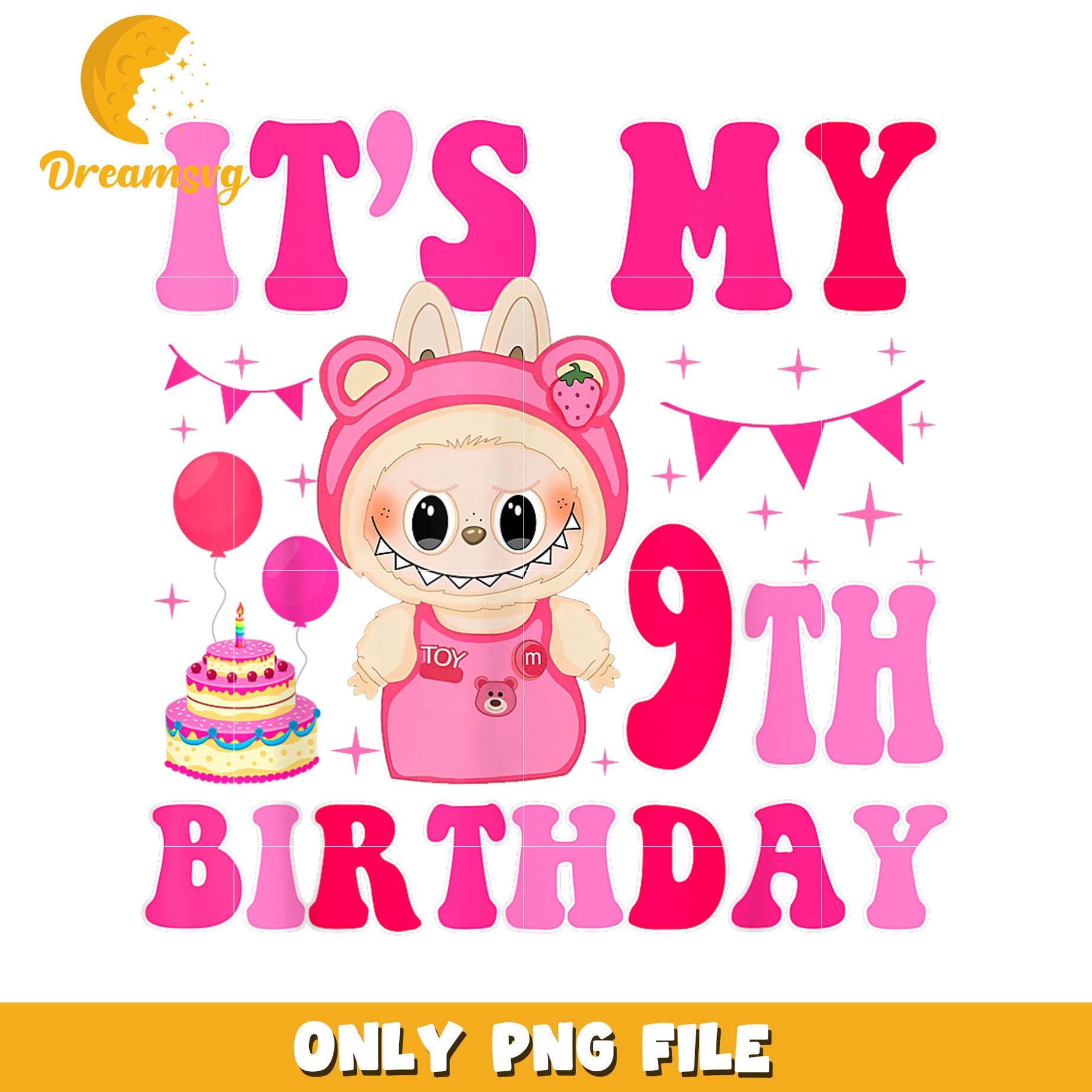 It's My 9th Birthday, Cute Bear, PNG File