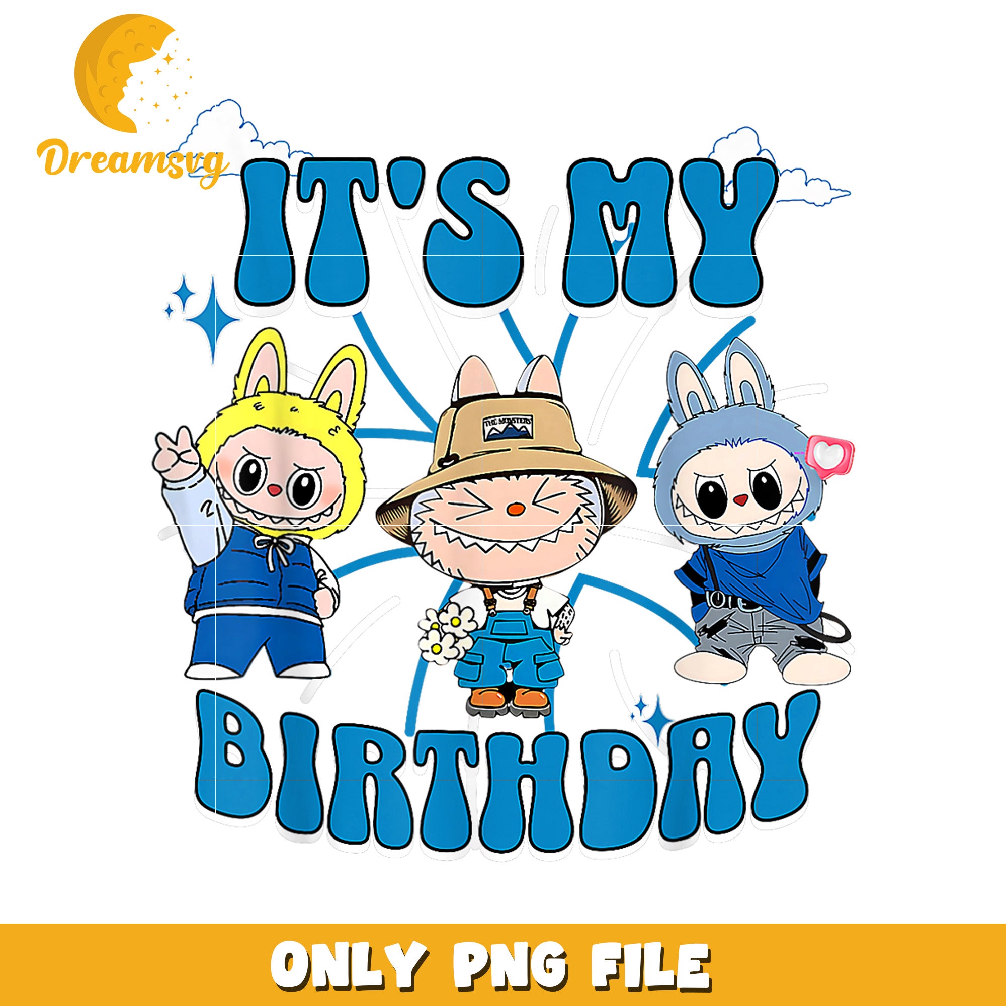 It's My Birthday PNG Design, Fun Cartoon Characters, Download Now!