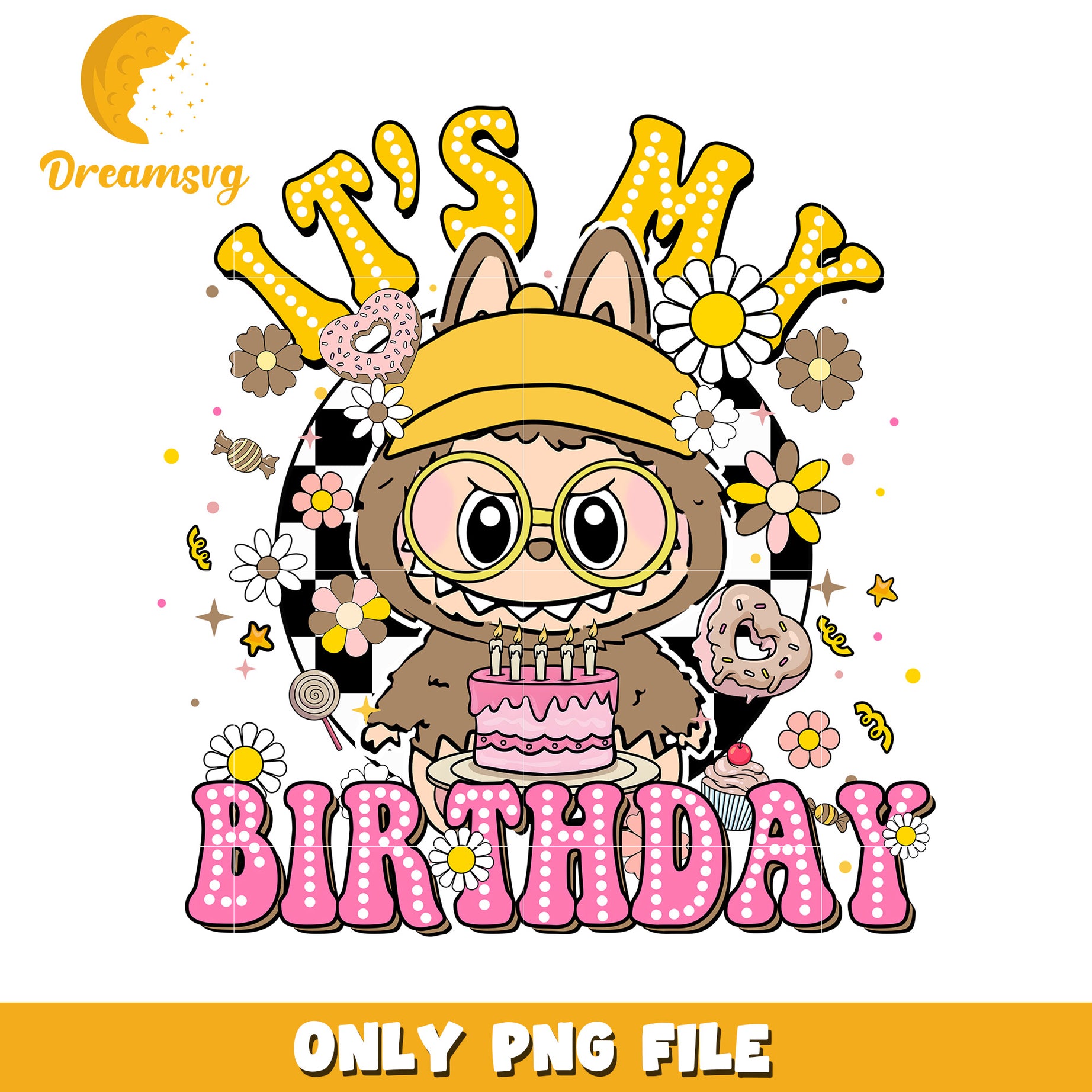 It's my birthday design png, popmart laubu png, cute labubu toys png