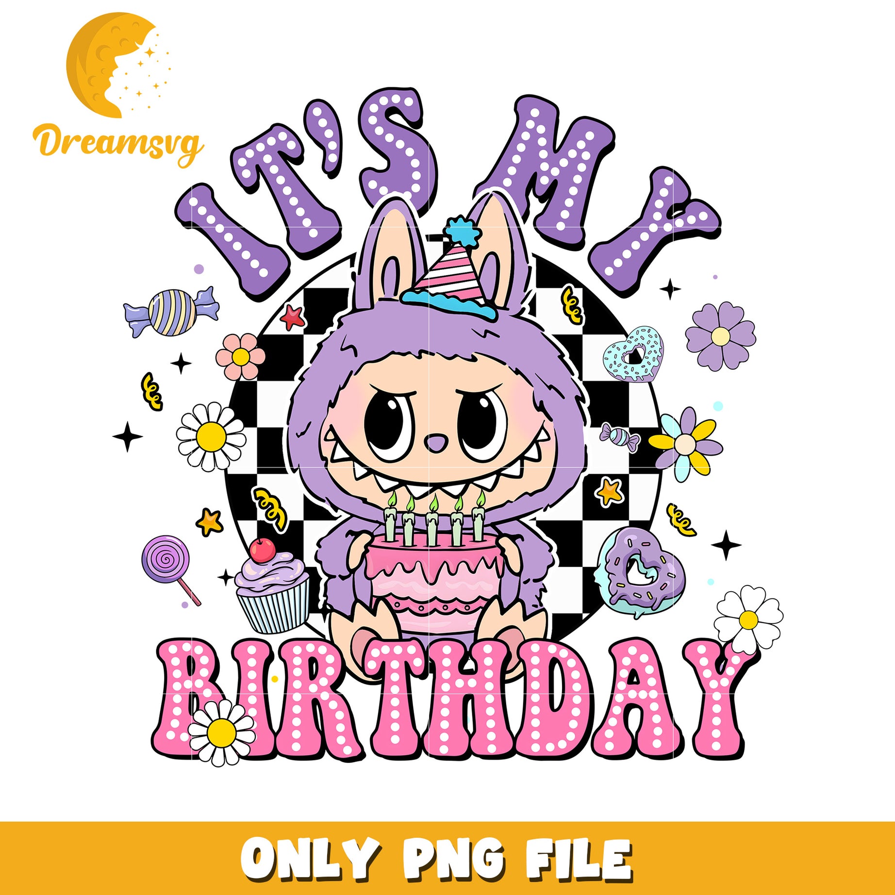 It's my birthday labubu png, popmart usa png, labubu keychain​ png