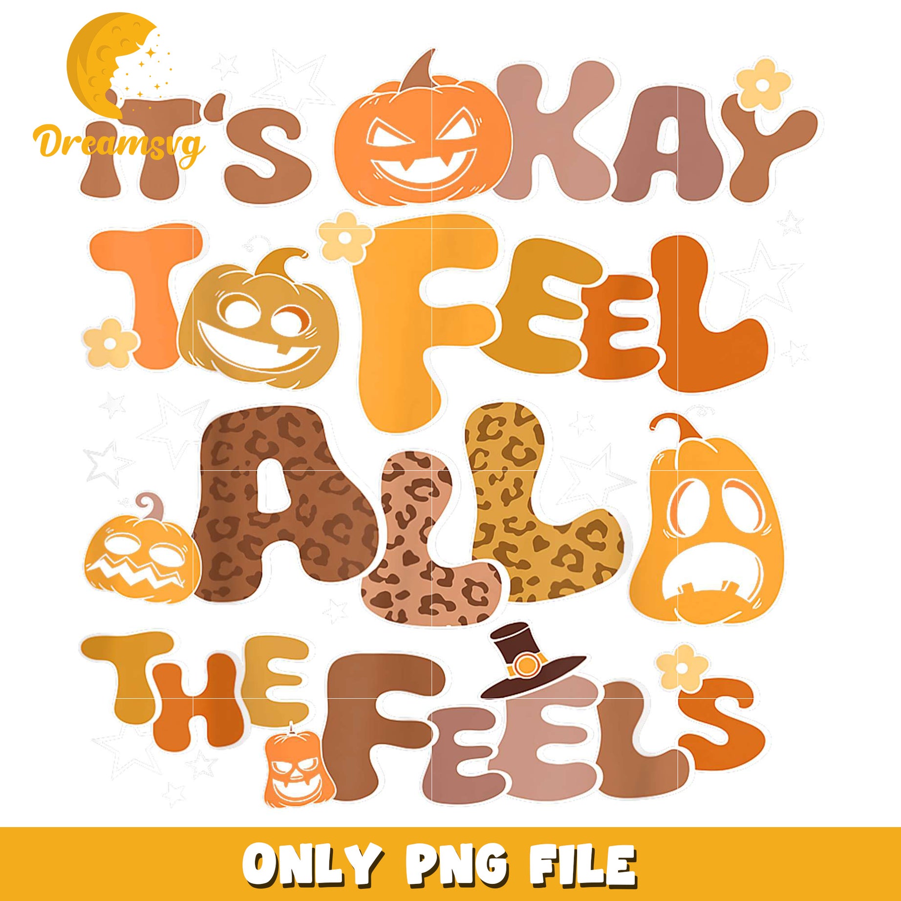 It's okay to feel all the feels png, halloween pumpkin png, spooky halloween​​ png