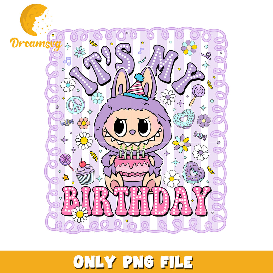 Iths my birthday labubu png, popmart usa png, labubu keychain​ png