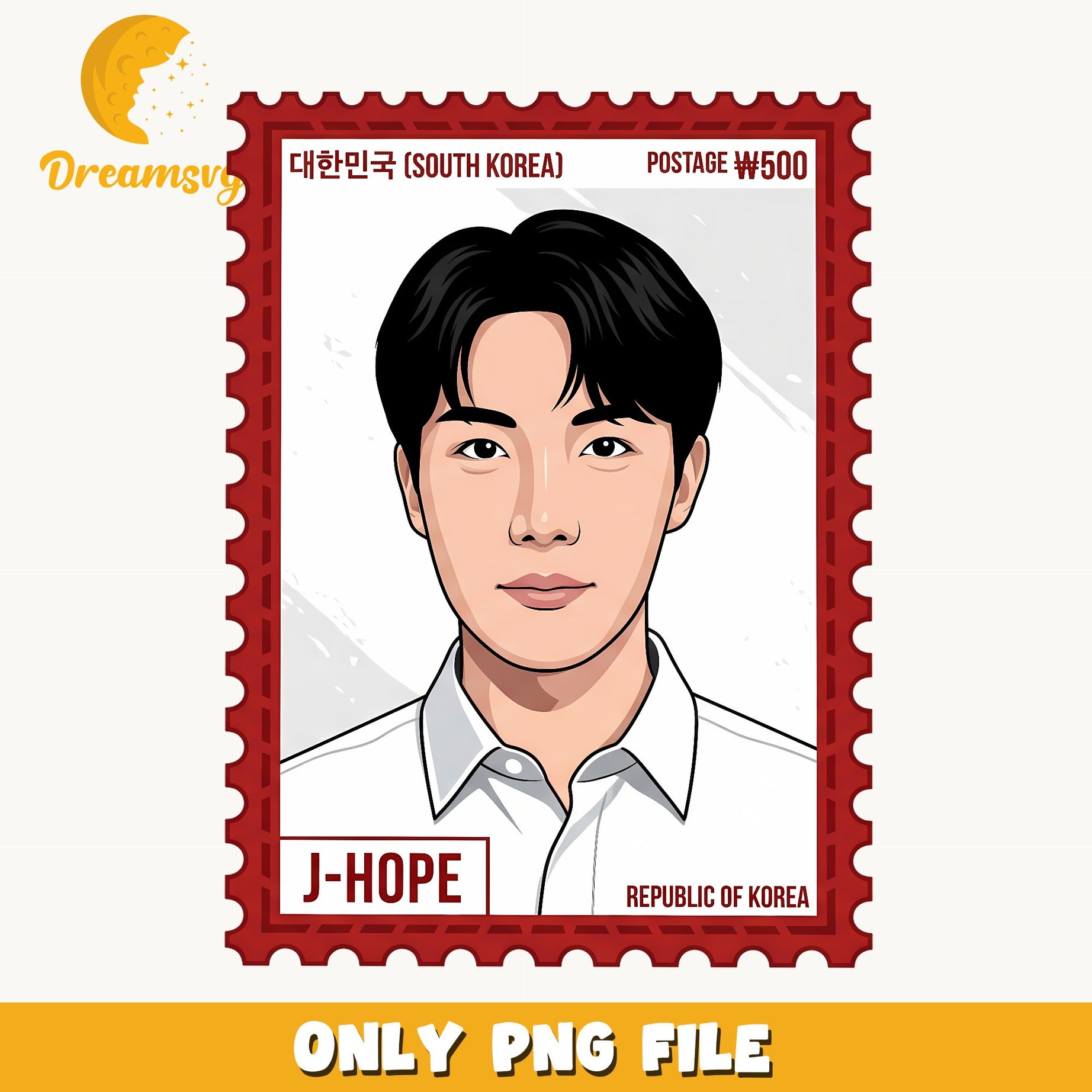 J-Hope BTS Postage Stamp PNG, Kpop Fan Art PNG, BTS PNG