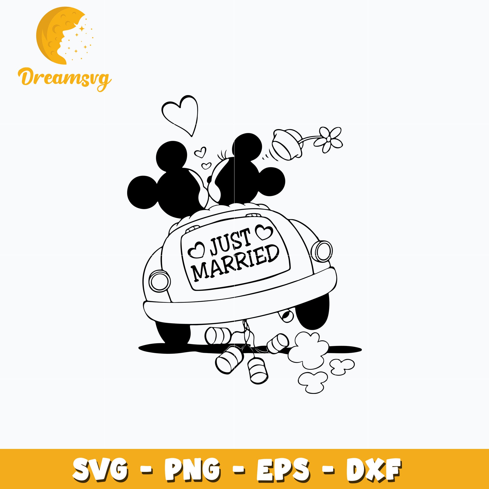 Just Married mickey couple svg, instant download