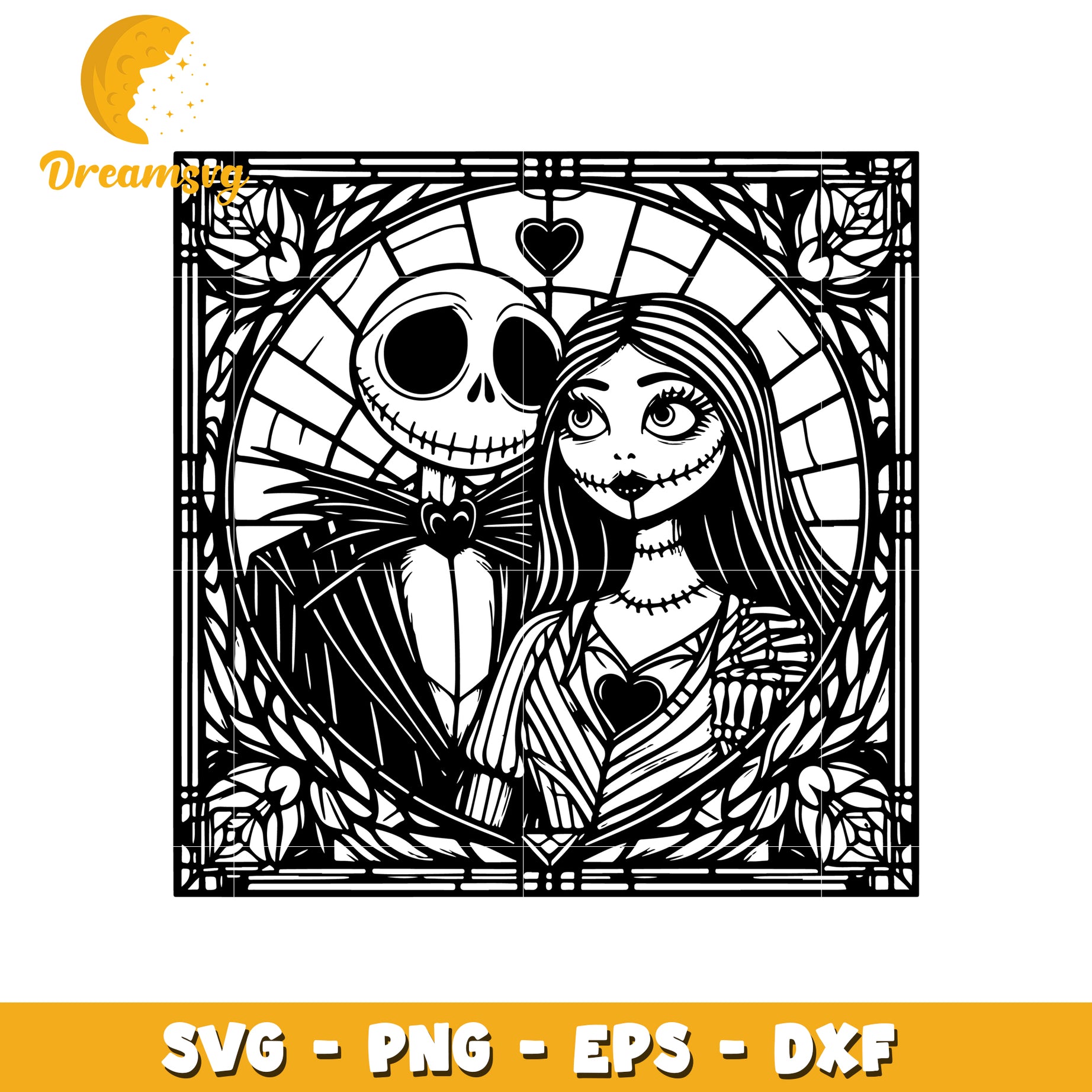 Jack Sally nightmare art svg, nightmare svg, nightmare before christmas svg