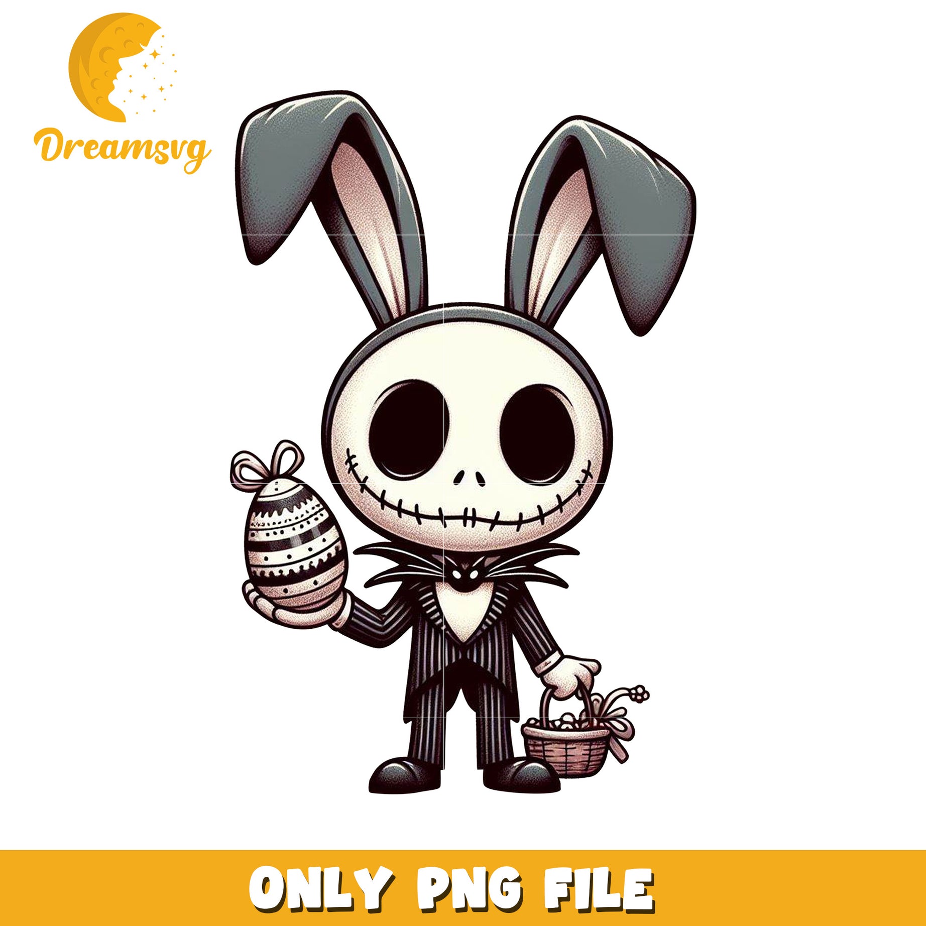 Jack Skellington Bunny Character PNG File for Easter Fun