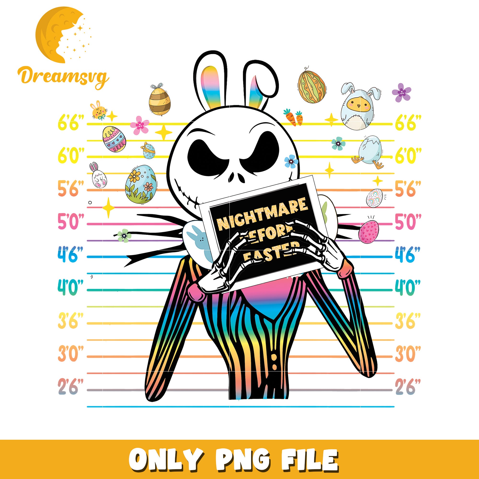 Jack Skellington Easter PNG Rainbow Height Chart