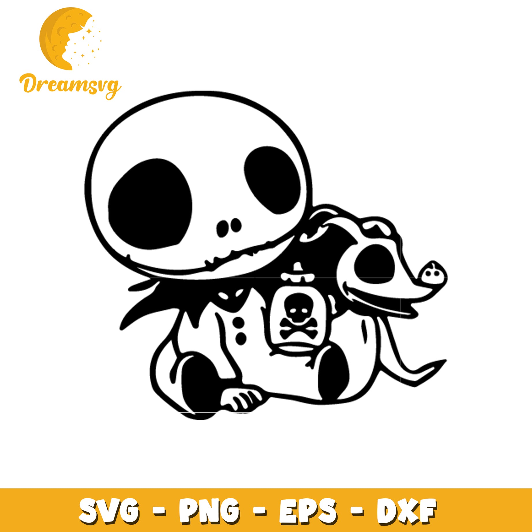 Jack Skellington and dog outline svg, nightmare before christmas svg