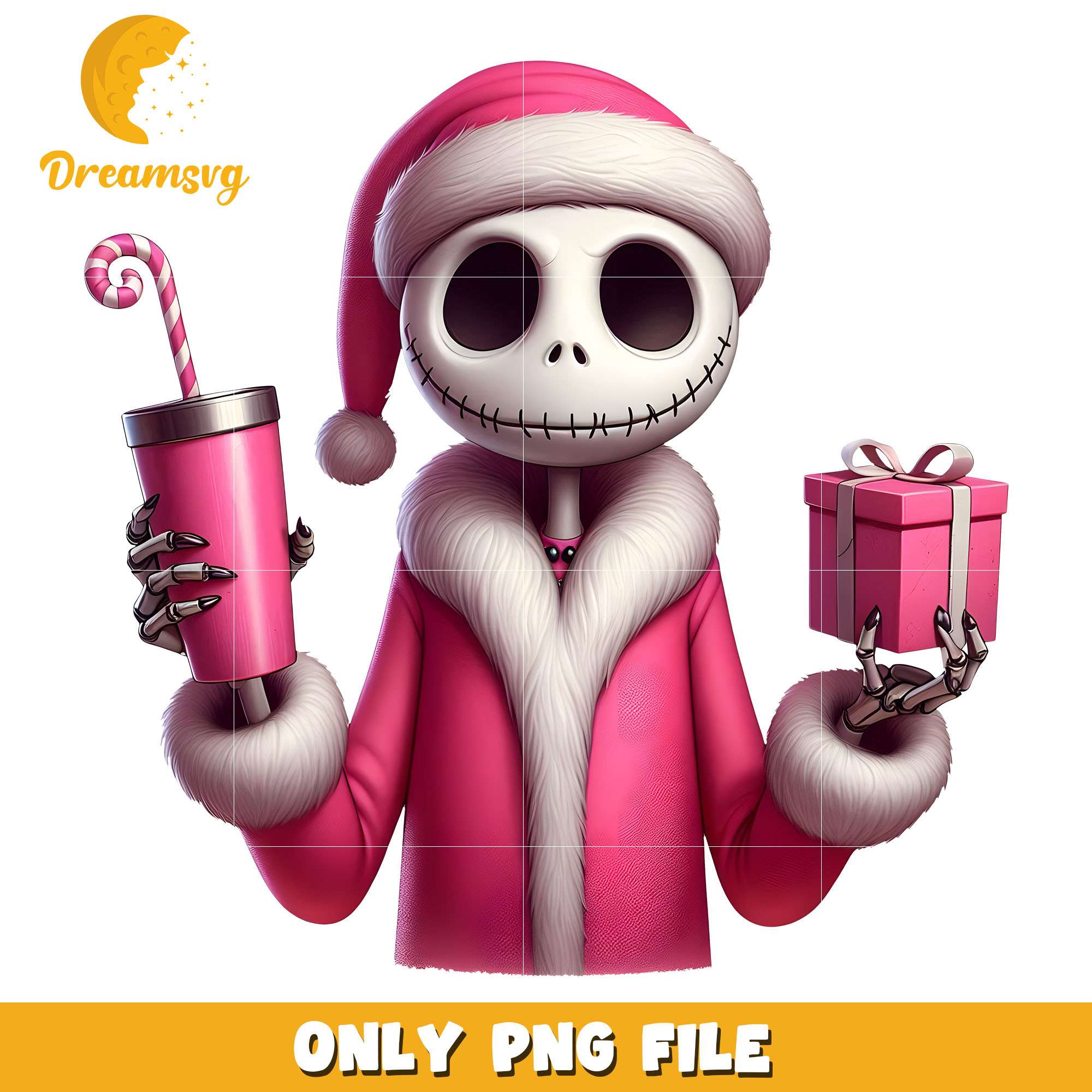 Jack Skelington pink santa png, Santa claus png, christmas png