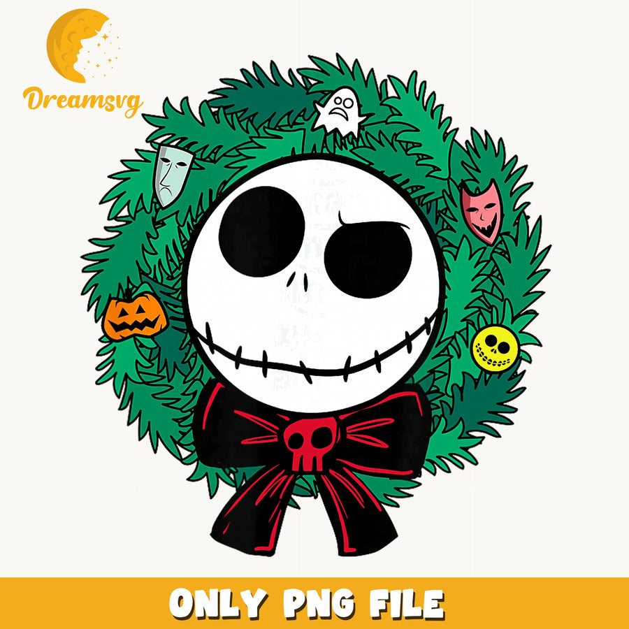Jack Skellington Christmas Wreath PNG, Nightmare Before, Holiday PNG