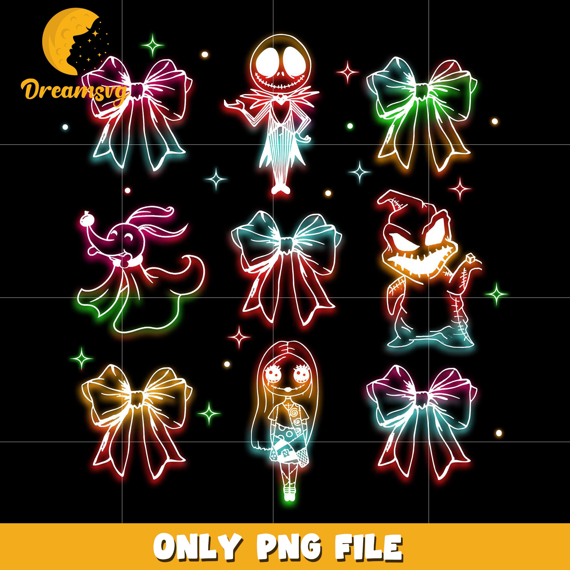 Jack and friends neon png, spooky season​ png, halloween pumpkin png