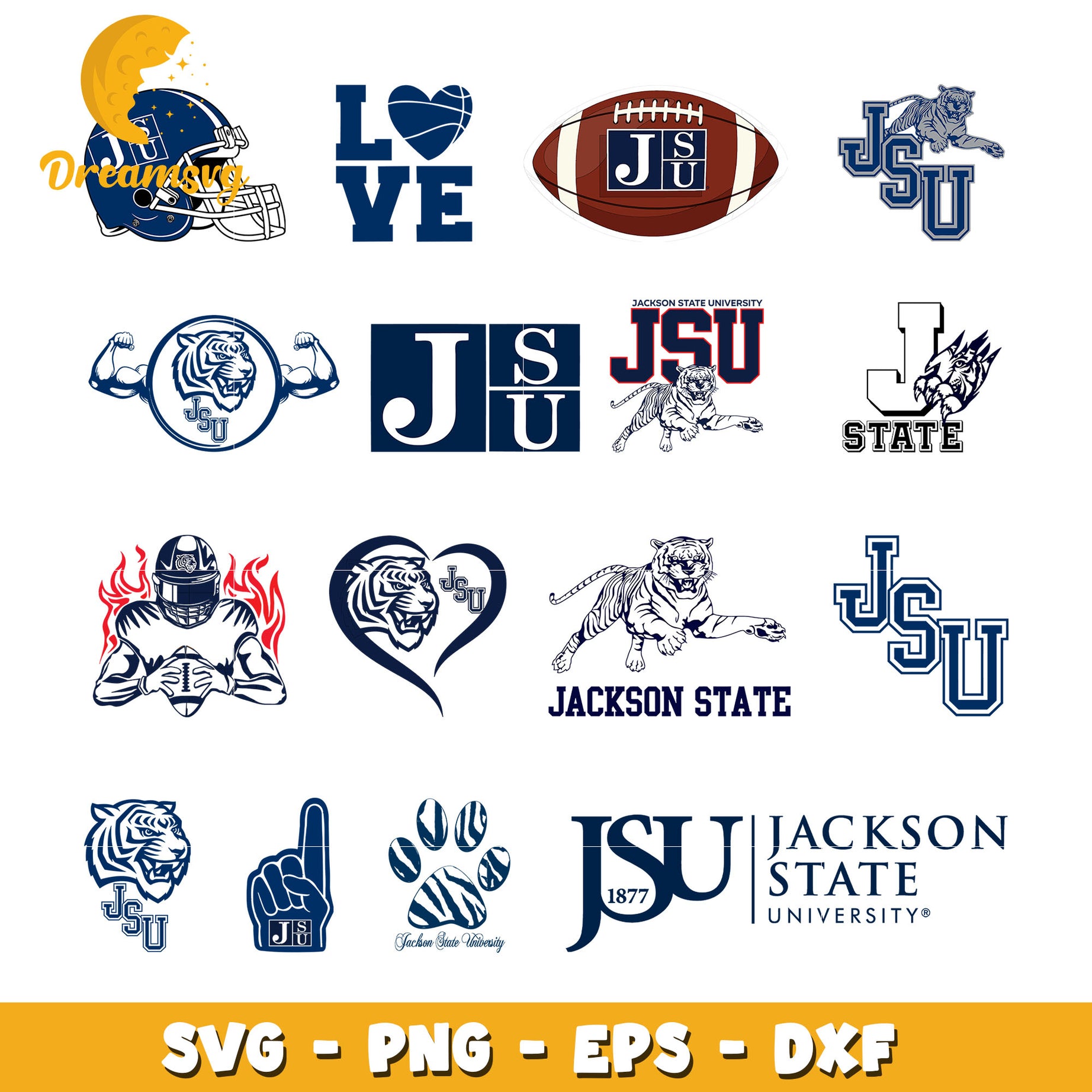 Jackson state tigers logo ncaa bundle svg, jackson state tigers football svg