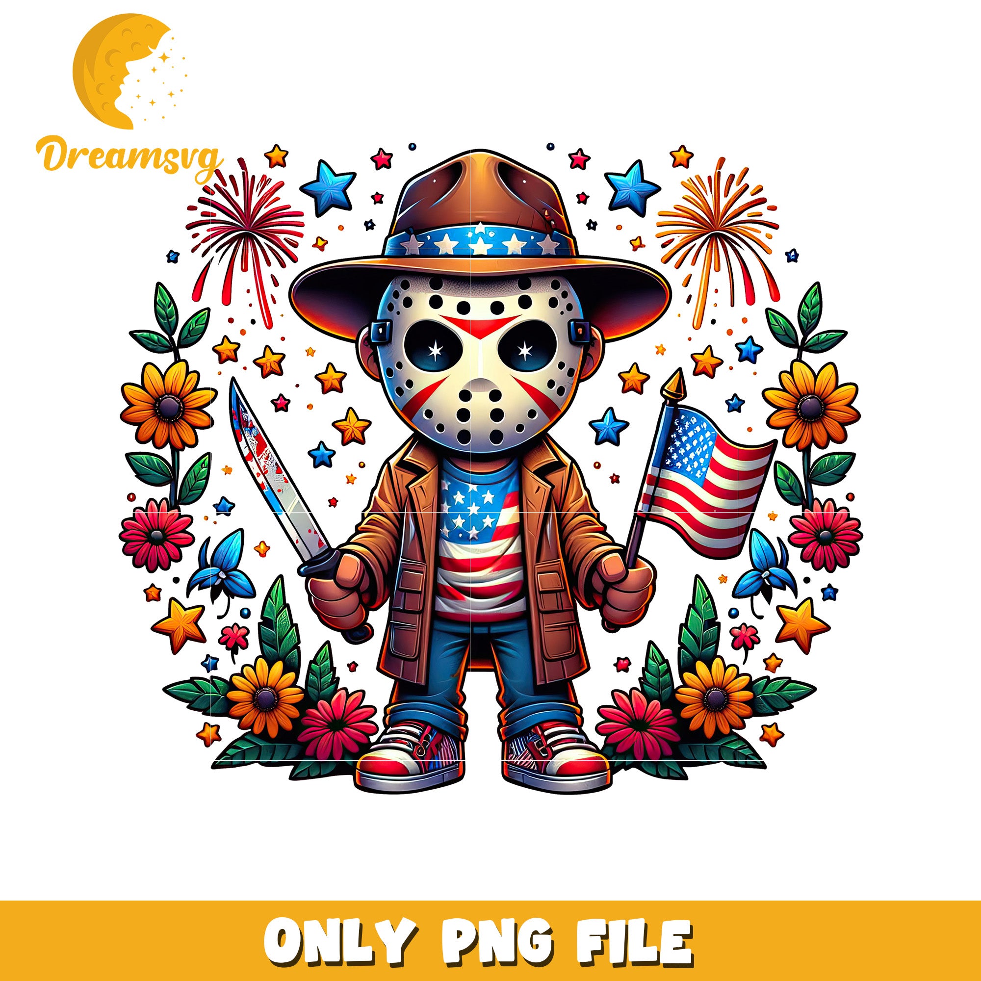Jackson friday the 13th 4th of july png, red white and blue png, independence day  png