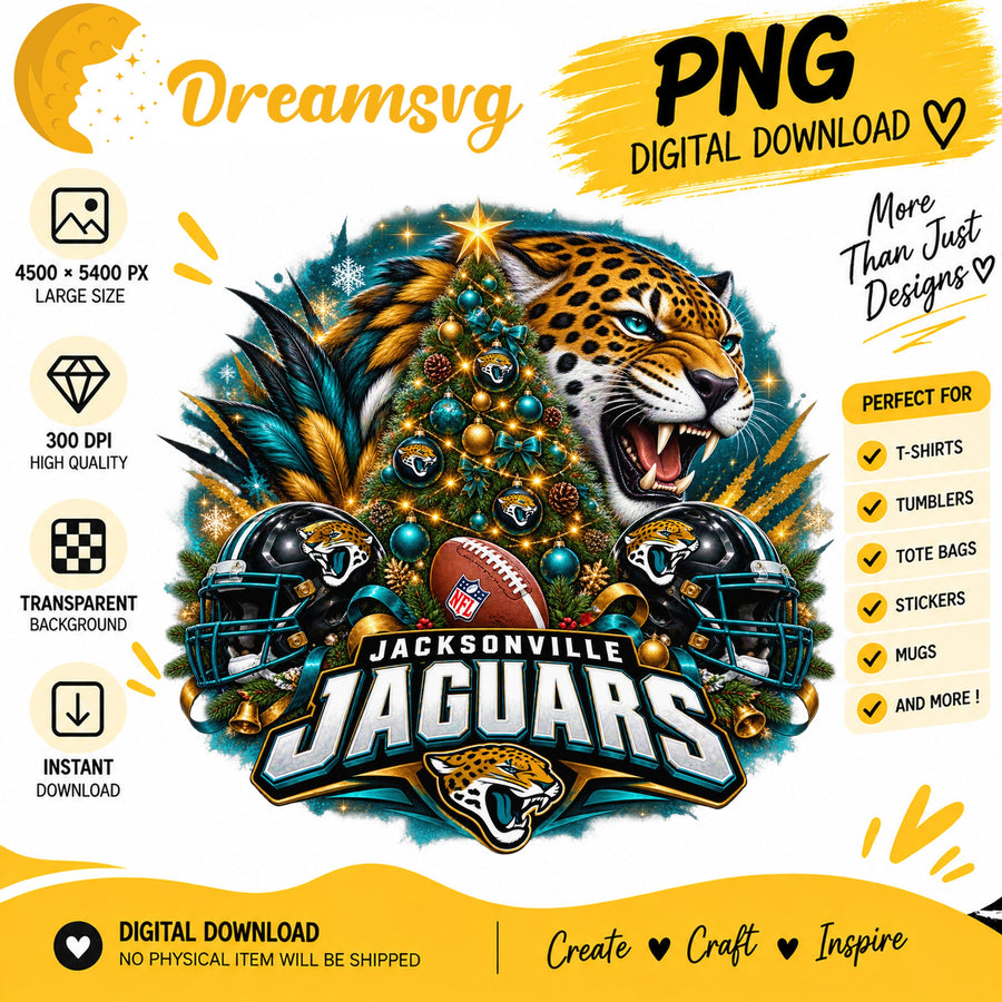 Jacksonville Jaguars Christmas PNG, Sticker Portrait Clipart