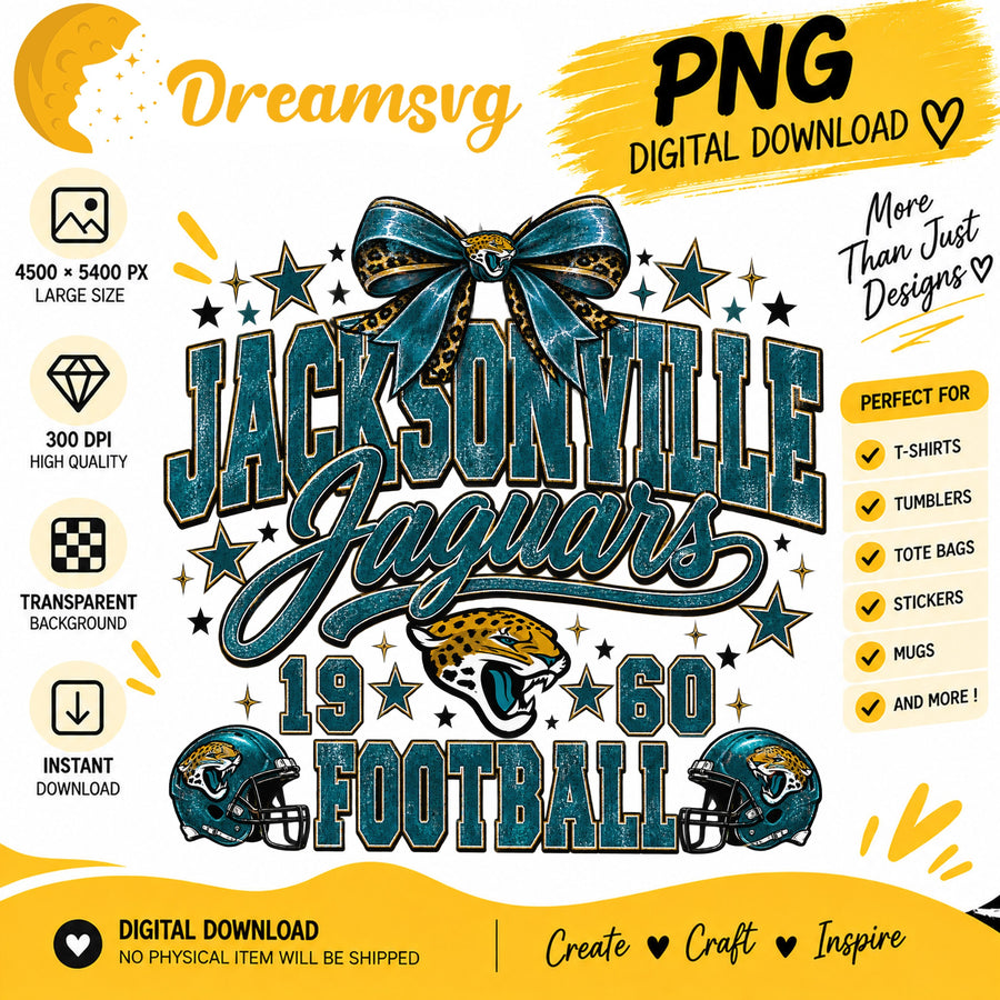 Jacksonville Jaguars Coquette Bow NFL Football 1960 PNG