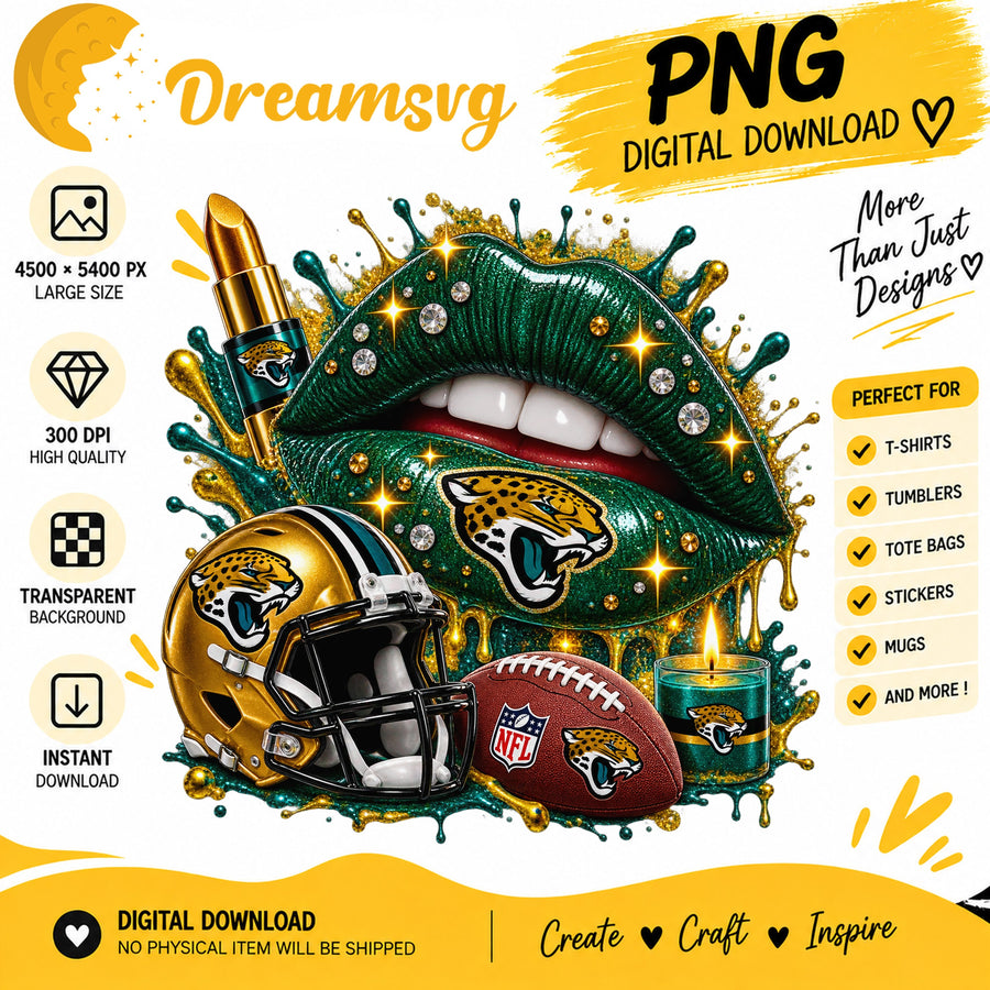 Jacksonville Jaguars Dripping Lips PNG, Chibi Clipart Design