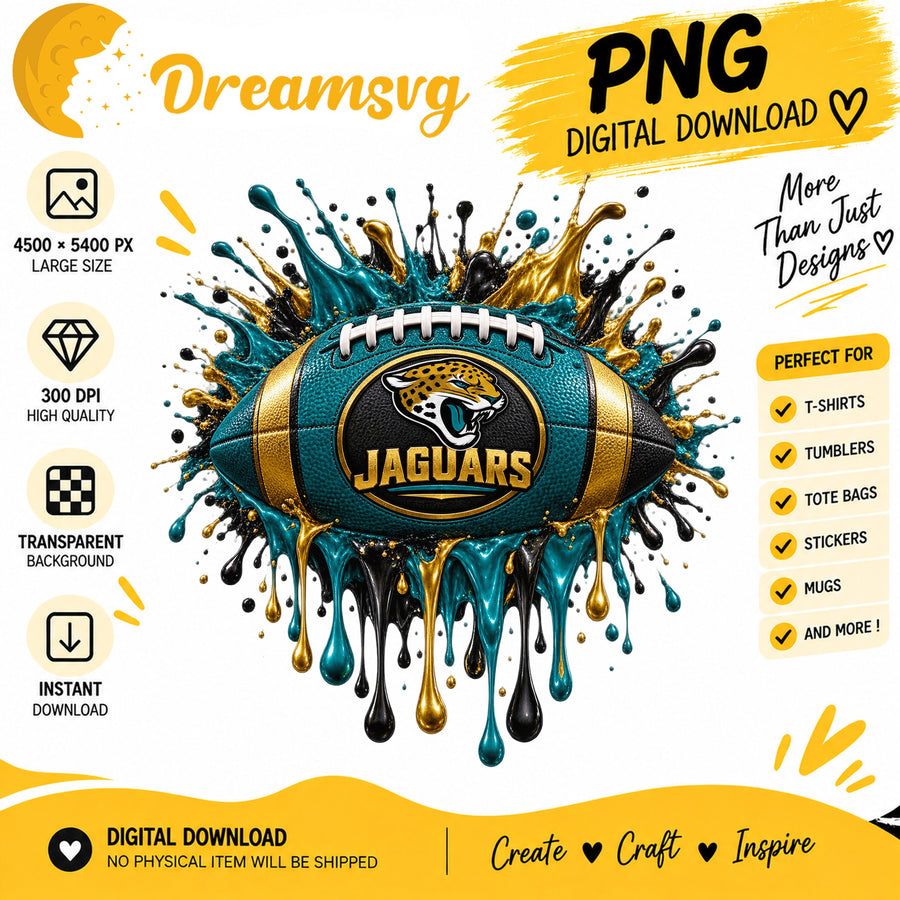 Jacksonville Jaguars Dripping Paint Splash Football PNG