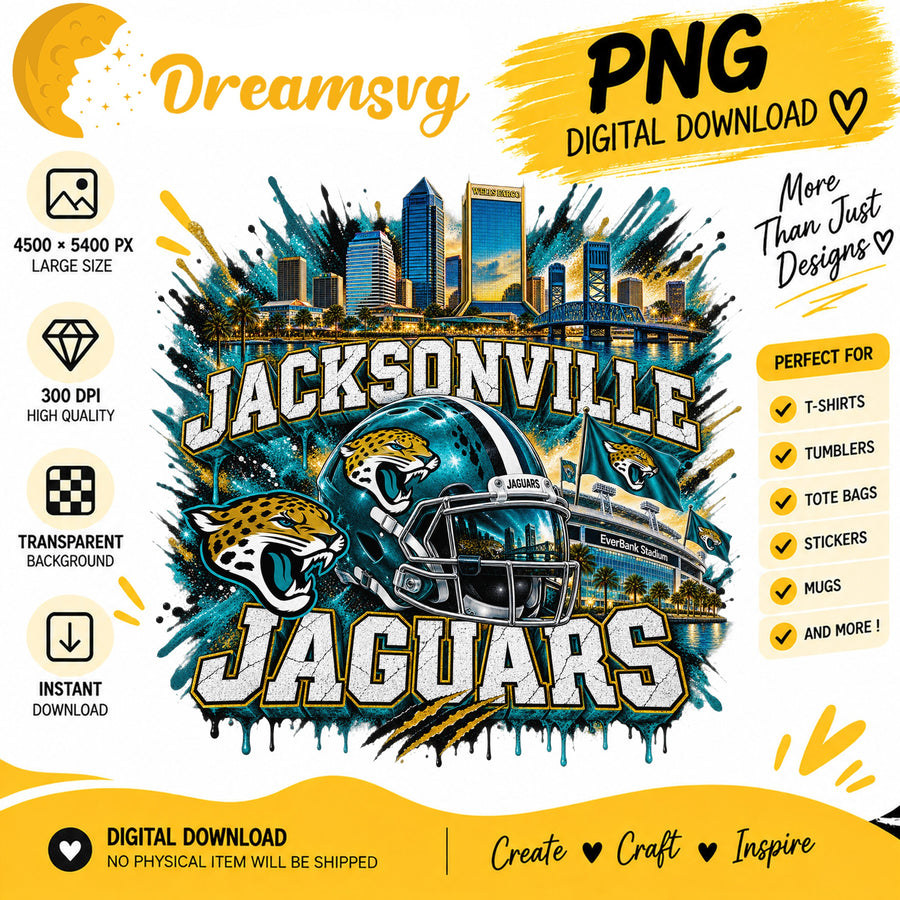 Jacksonville Jaguars Grunge Football City Skyline PNG