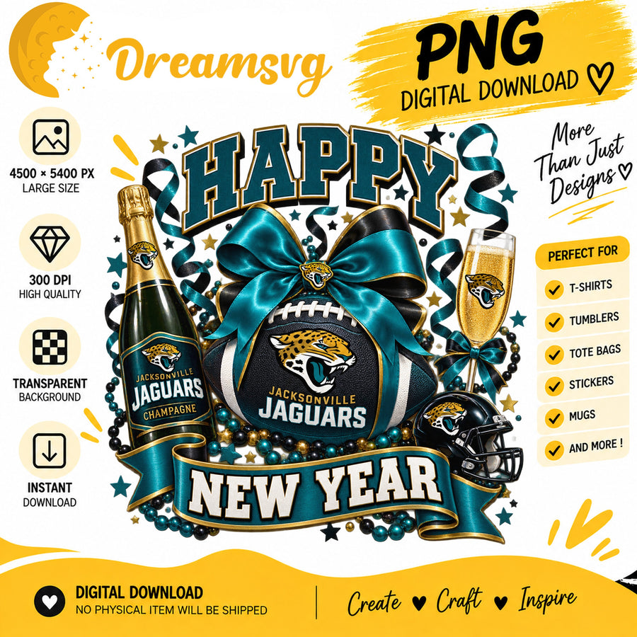 Jacksonville Jaguars Happy New Year Sublimation Design PNG