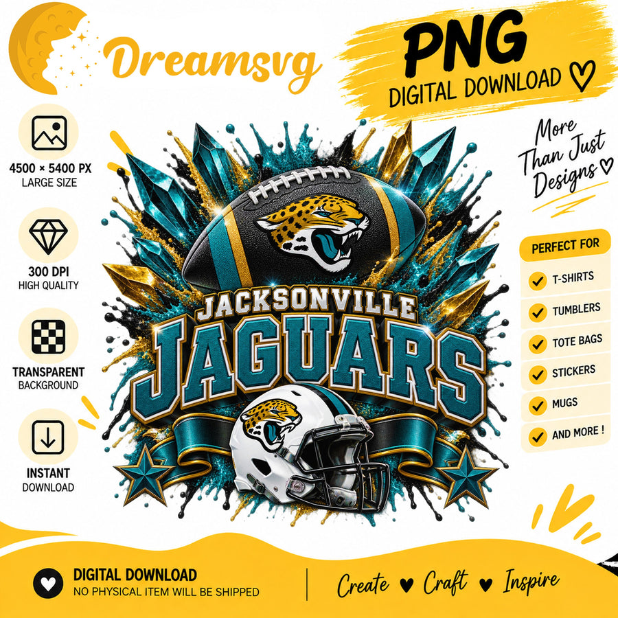 Jacksonville Jaguars NFL Football Helmet Crystal Splash PNG