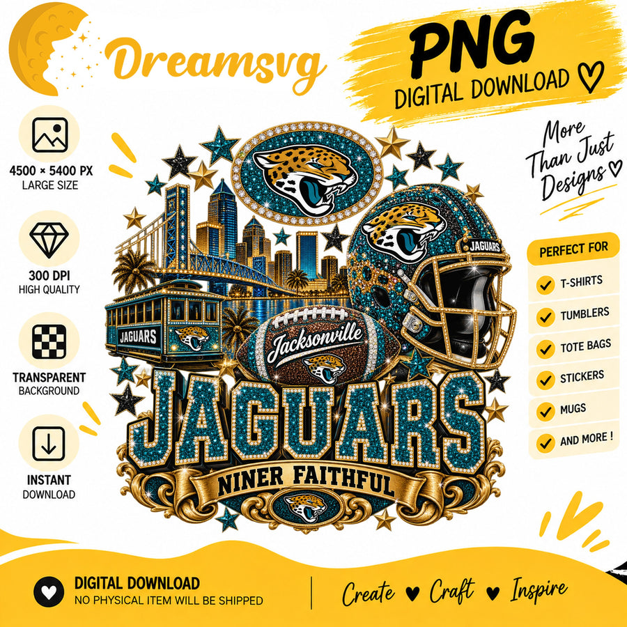 Jacksonville Jaguars Niner Faithful Glitter Football PNG