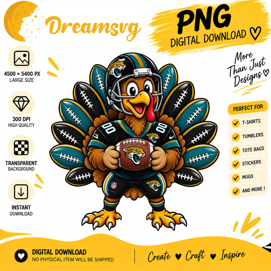 Jacksonville Jaguars Turkey Thanksgiving Football Fan PNG