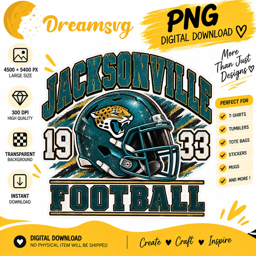 Jacksonville Jaguars Vintage Grunge Football Helmet 1933 PNG