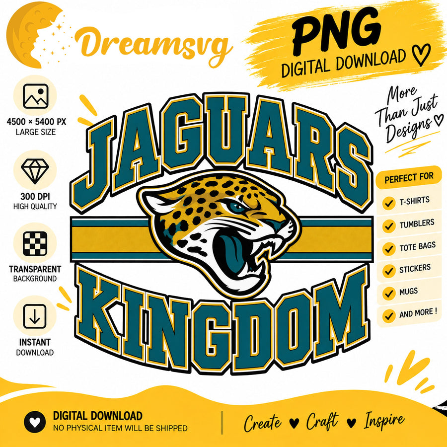 Jaguars Kingdom PNG, Jacksonville Football Fan Sublimation