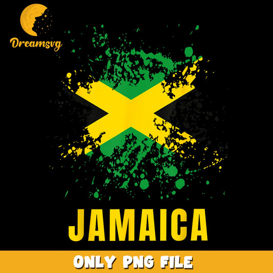 Jamaica Flag Paint Splatter Distressed PNG, Jamaican Pride, Island PNG