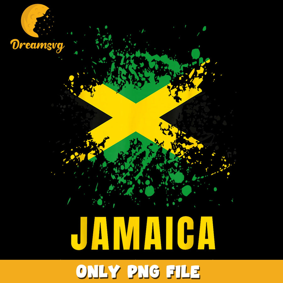 Jamaica Flag Paint Splatter Distressed PNG, Jamaican Pride, Island PNG