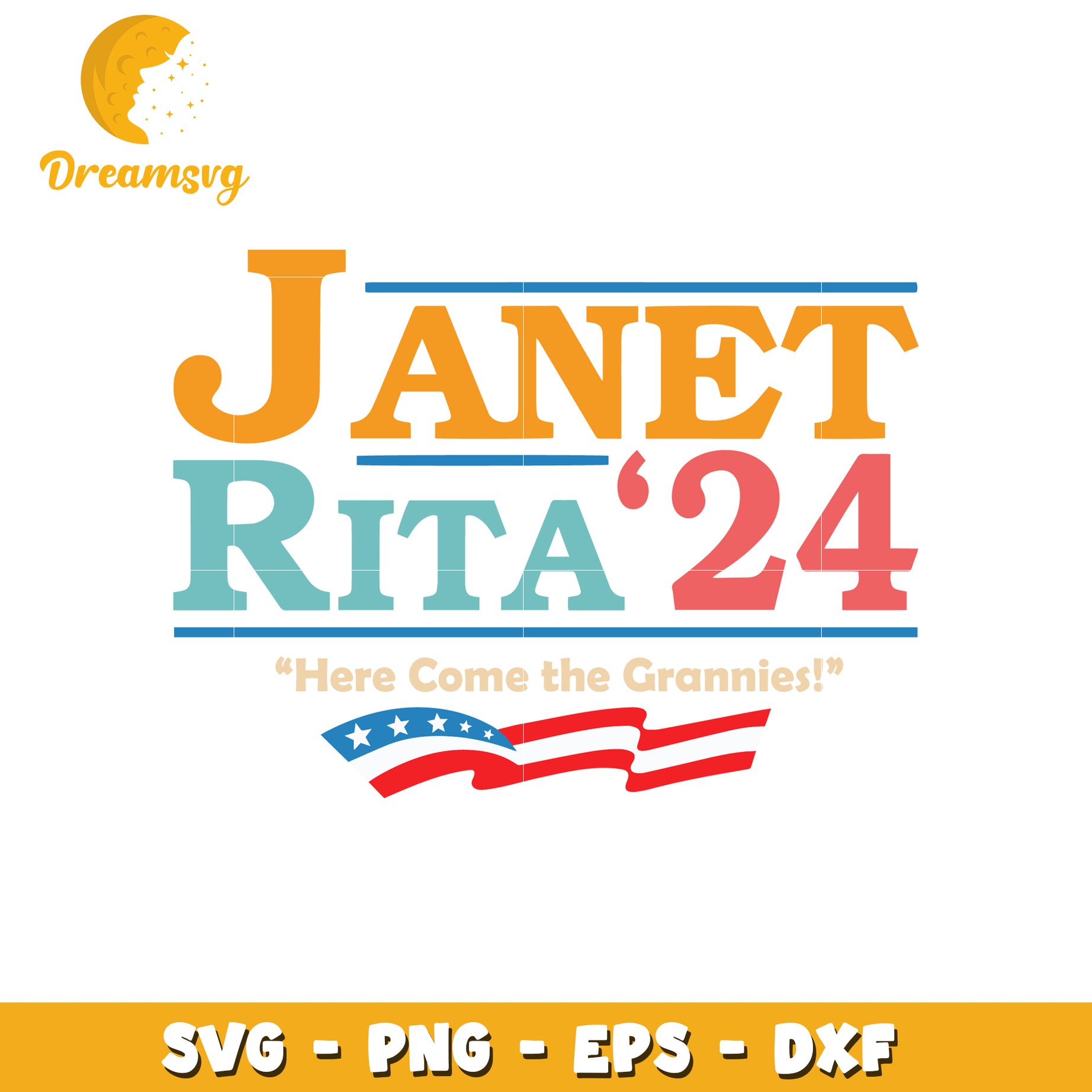 Janet Rita here come grannies font design svg, Janet and Rita svg