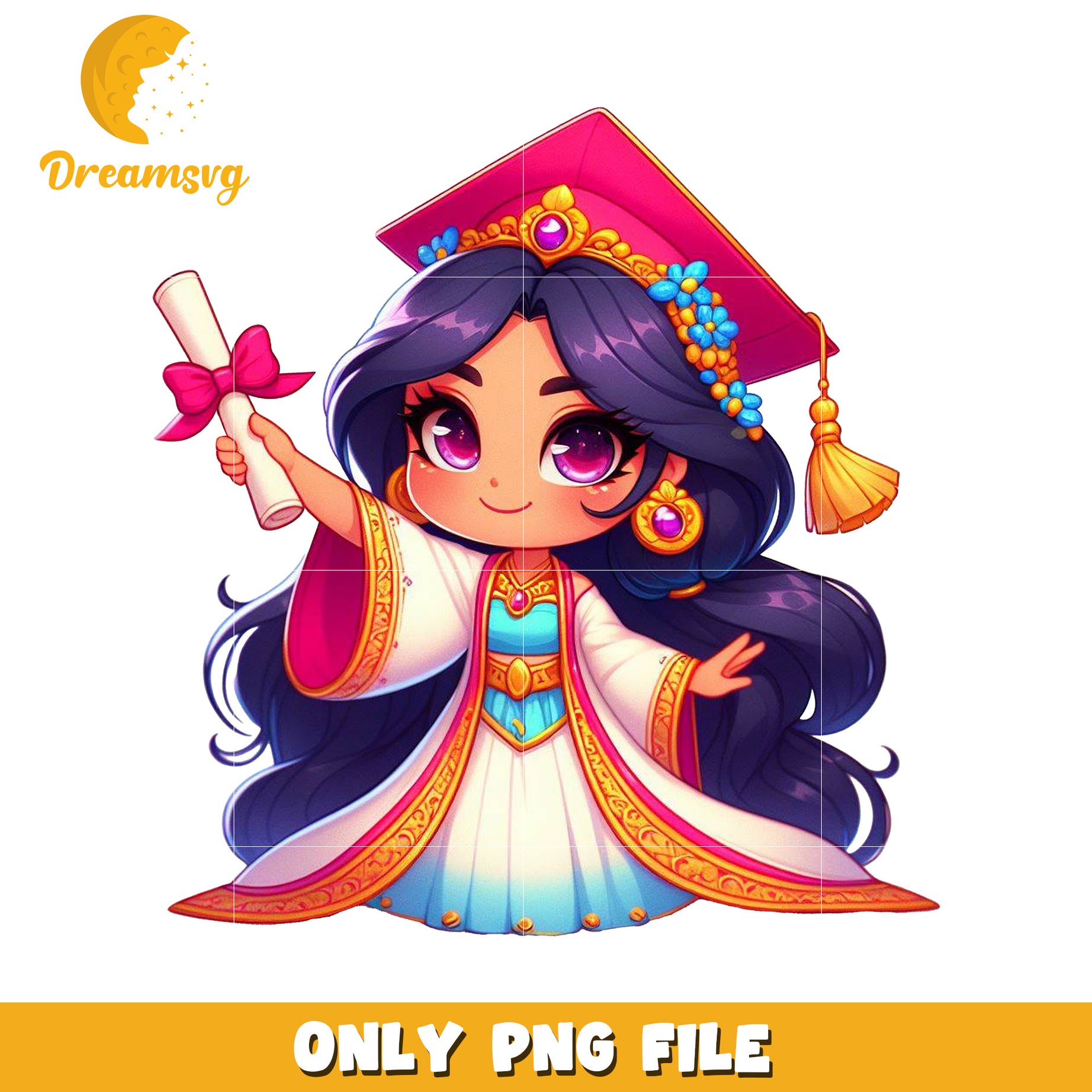 Jasmine graduation  design png, disney cartoon png, disney princess png