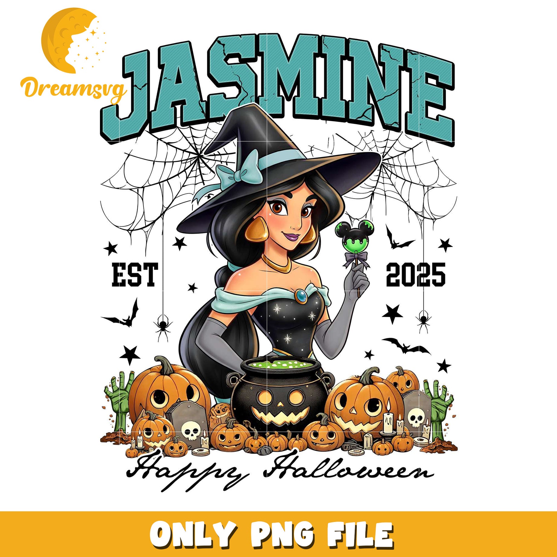 Jasmine halloween png, halloween characters​ png, halloween design png