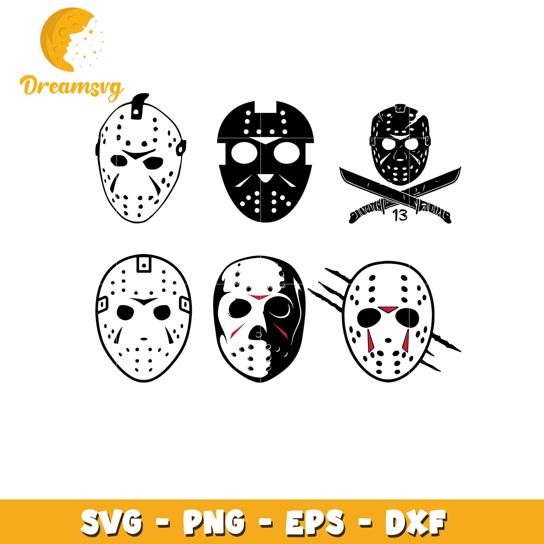 Jason Mask character bundle svg , friday the 13th movies svg