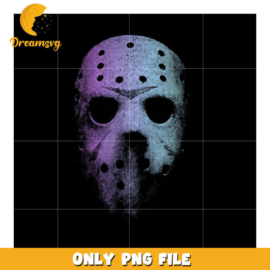 Jason neon png, glowing voorhees design png, slasher mask light png