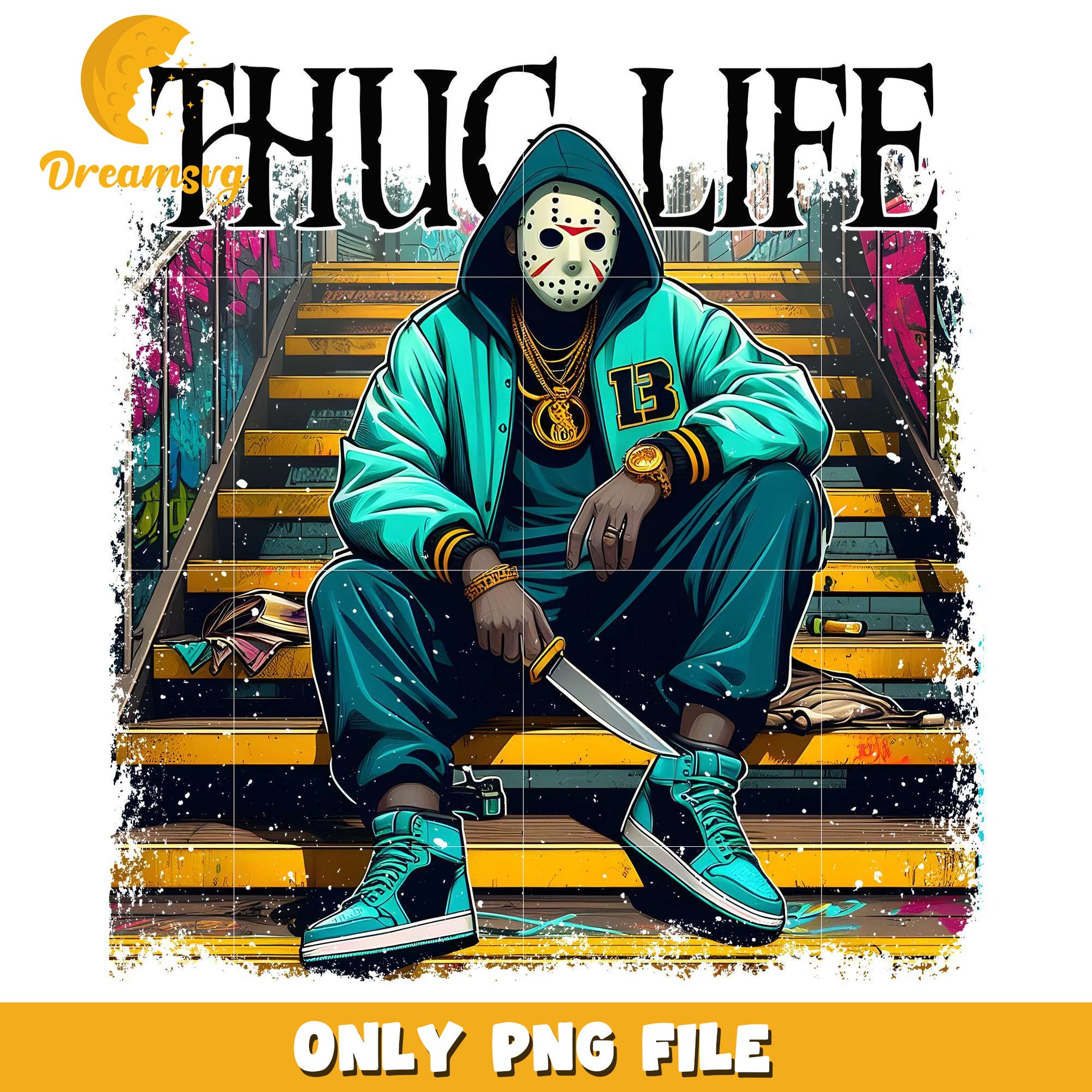 Jason thug life design png, halloween costumes png, spirit halloween​ png