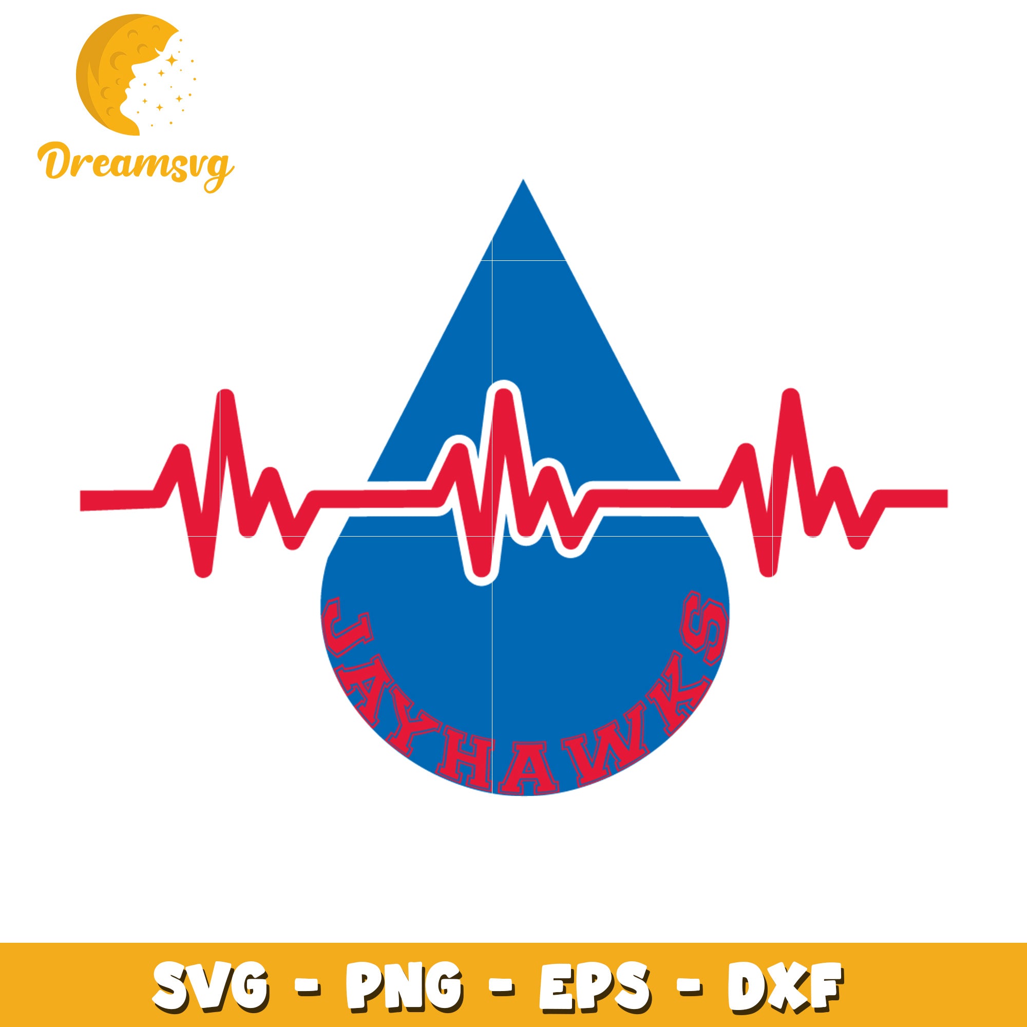 Jayhawks Heartbeat Water Drop SVG PNG EPS DXF