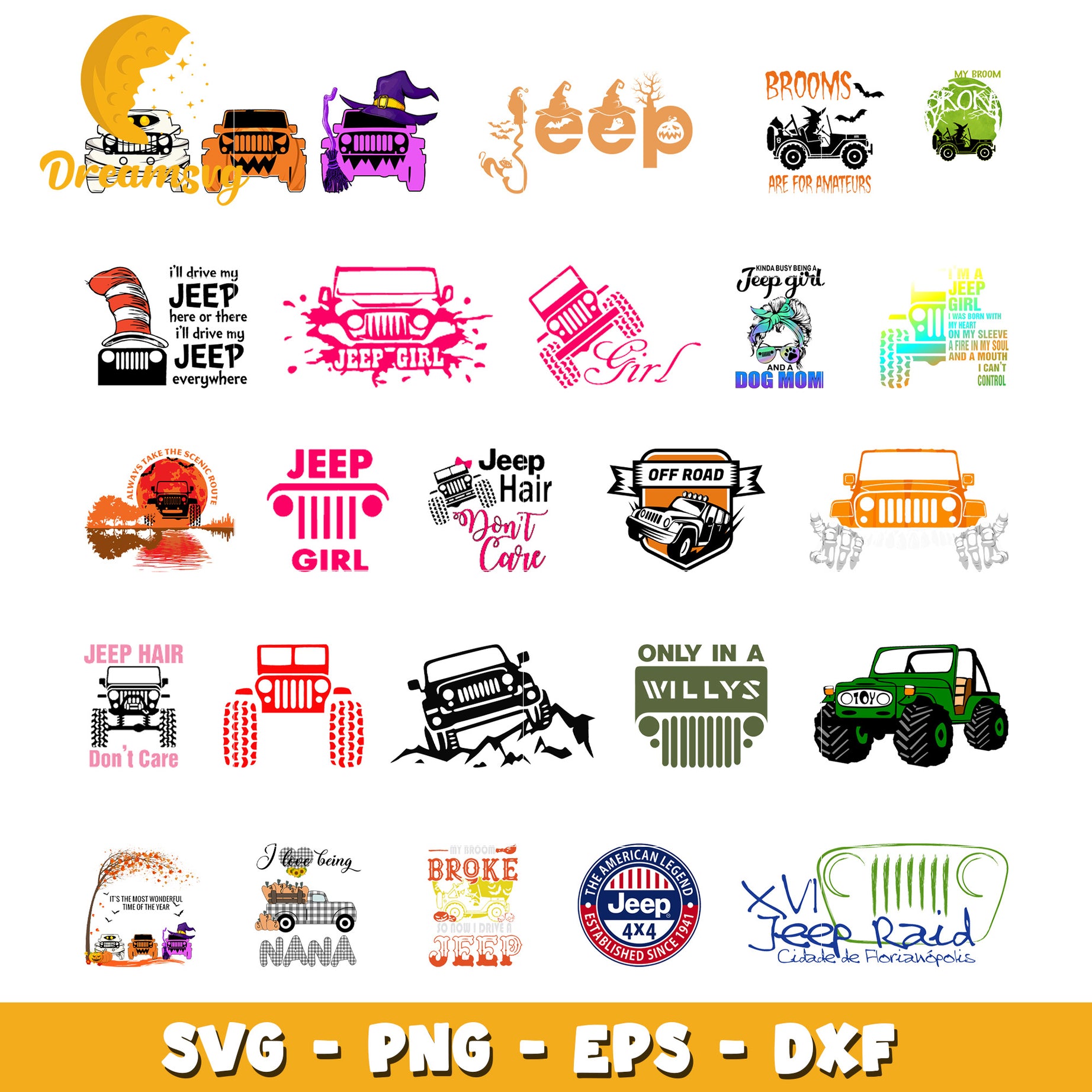 Jeep hair don't care logo bundle svg, jeep logo car​ svg