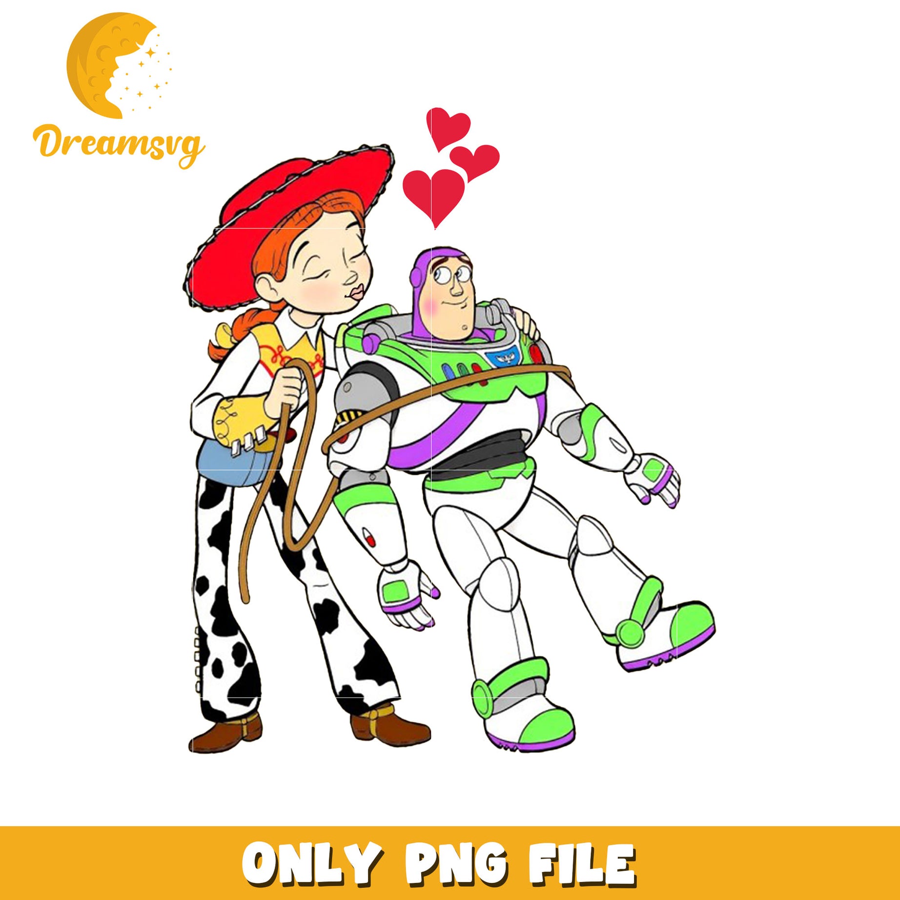 Jessie kiss Buzz Lightyear png, toy story png, valentine png