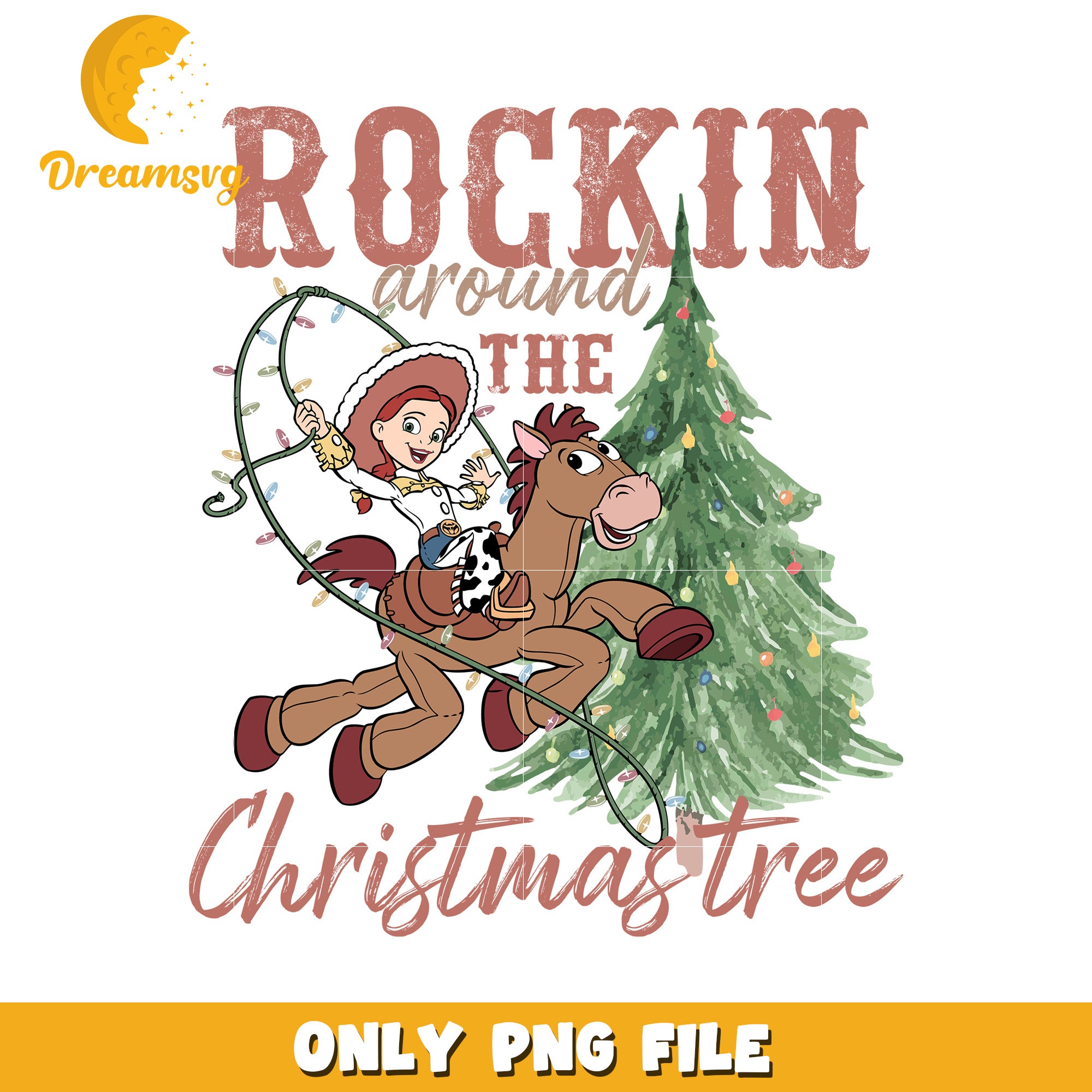 Jessie riding horse png, christmas magic png, disney holiday png