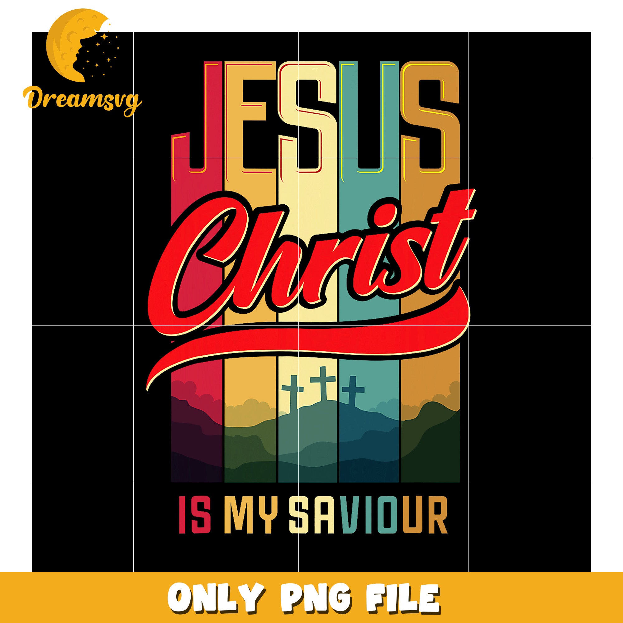 Jesus Christ My Savior Retro PNG Design