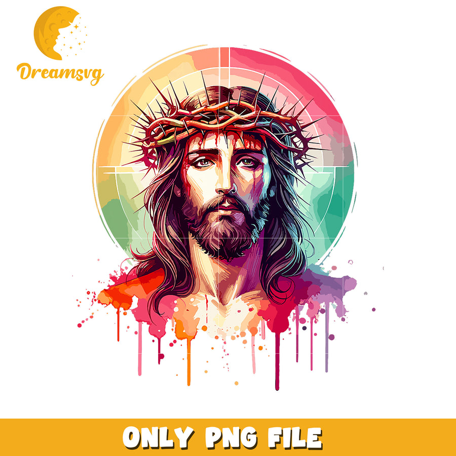 Jesus Christ PNG Colorful Crown of Thorns Art