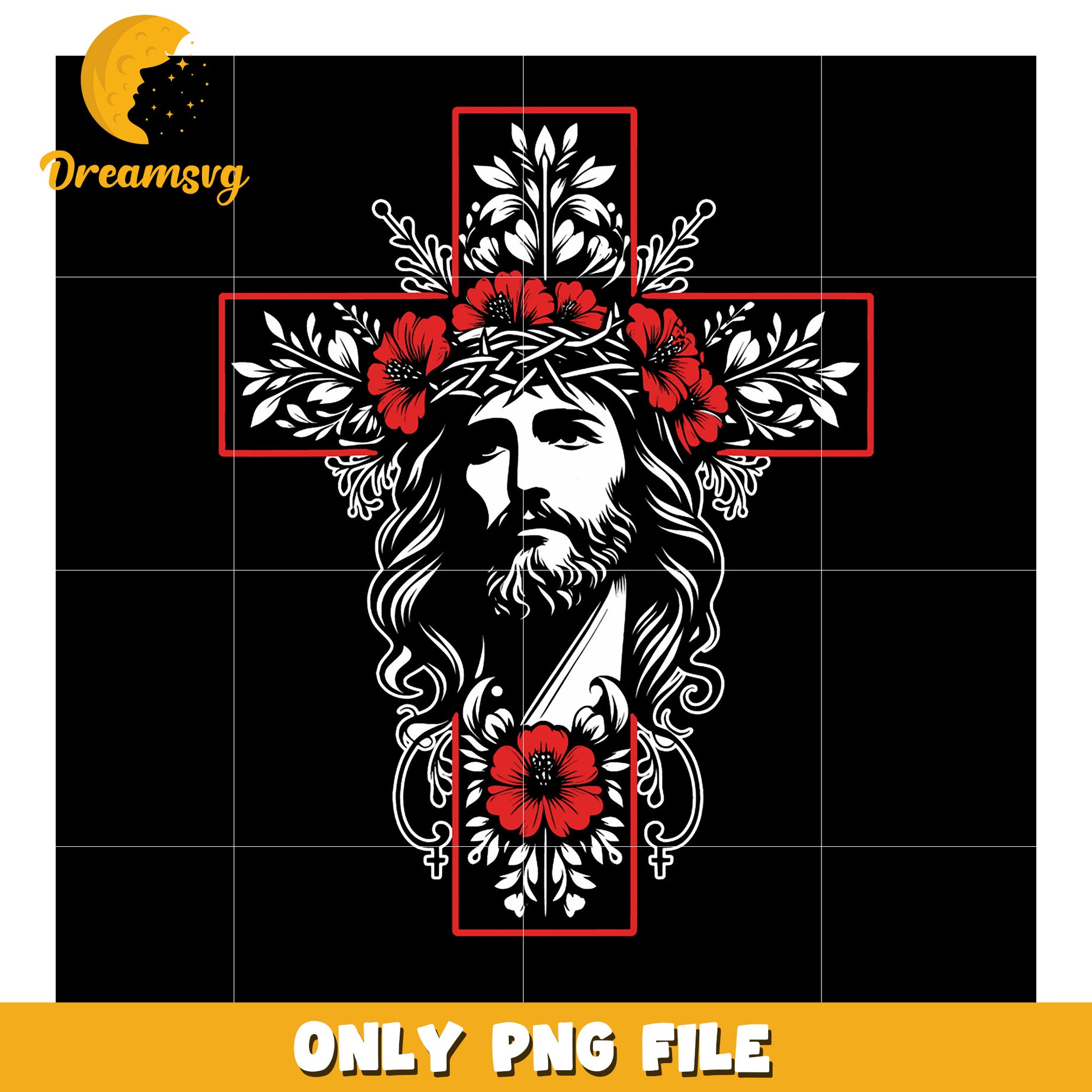Jesus Cross Floral PNG Design