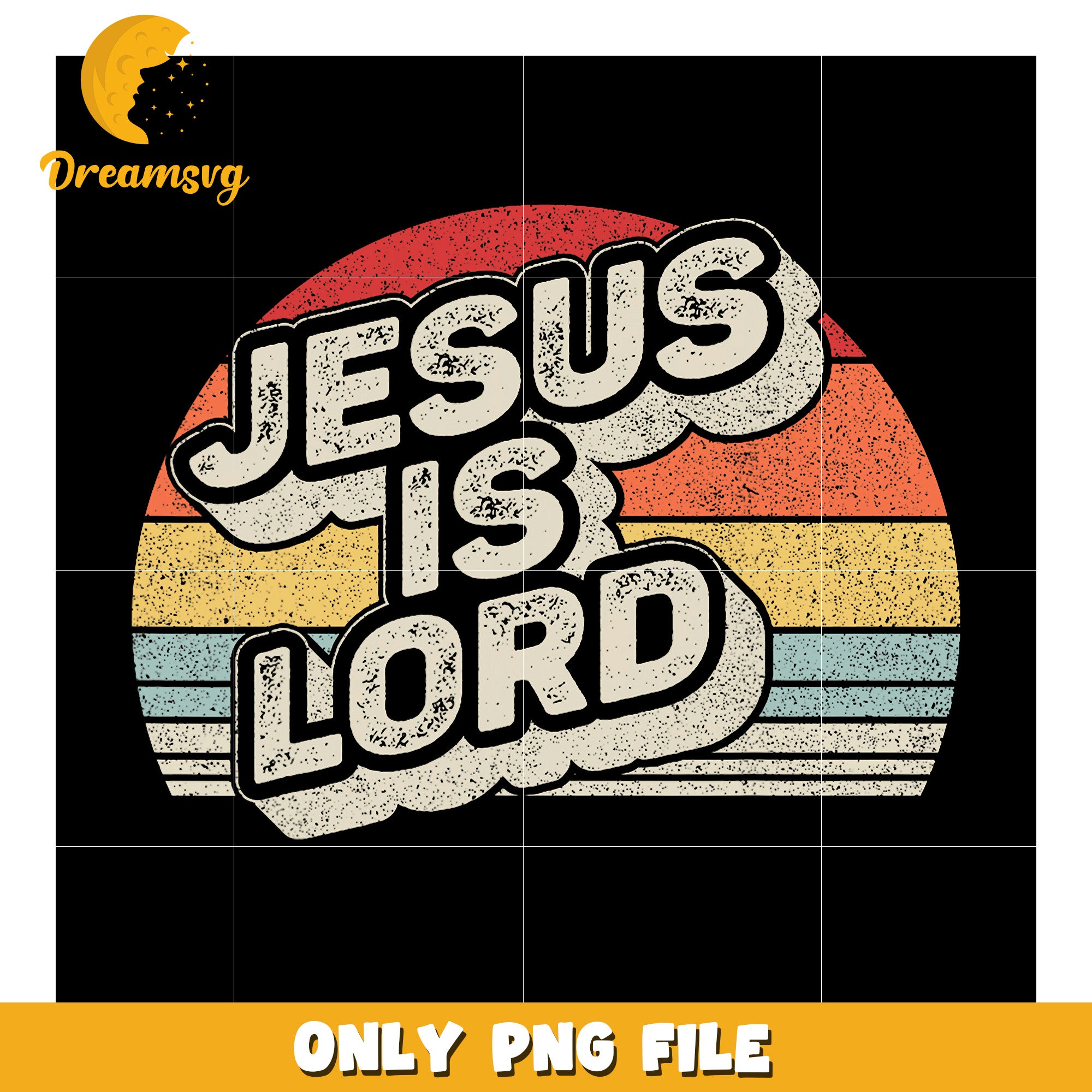 Jesus Is Lord Retro Sunset PNG