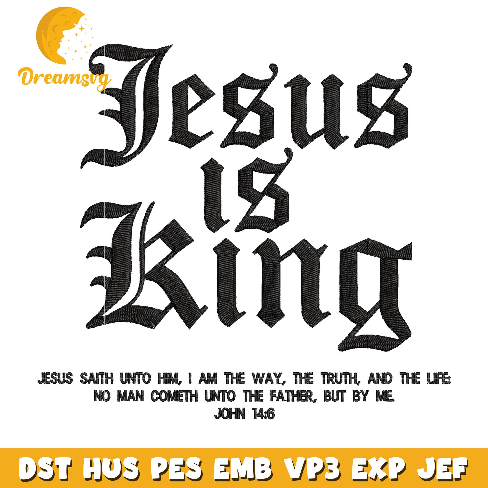 Jesus Is King embroidery design