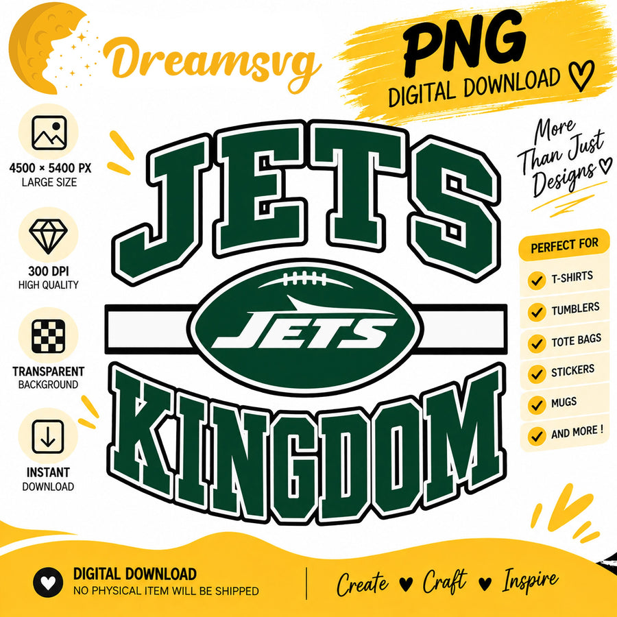 Jets Kingdom PNG, New York Football Fan Sublimation Design