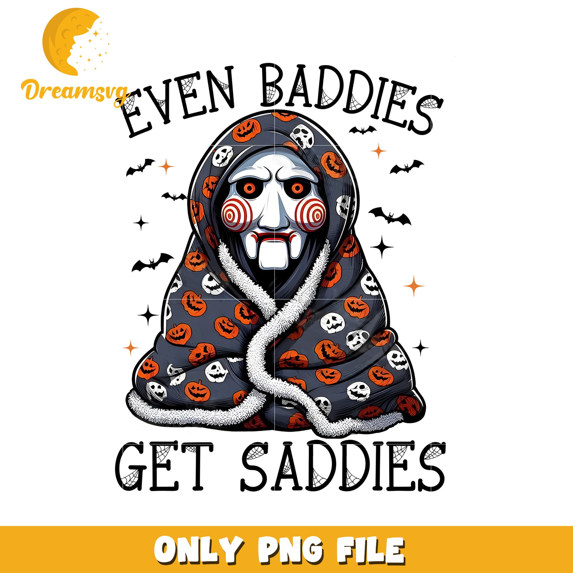 Jigsaw baddies get saddies png, halloween town png, happy design png