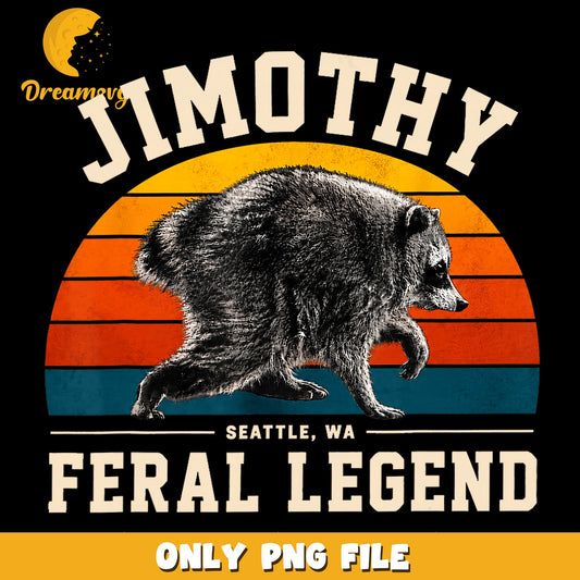 Jimothy Feral Legend Raccoon Seattle Retro PNG, Wildlife, Vintage PNG