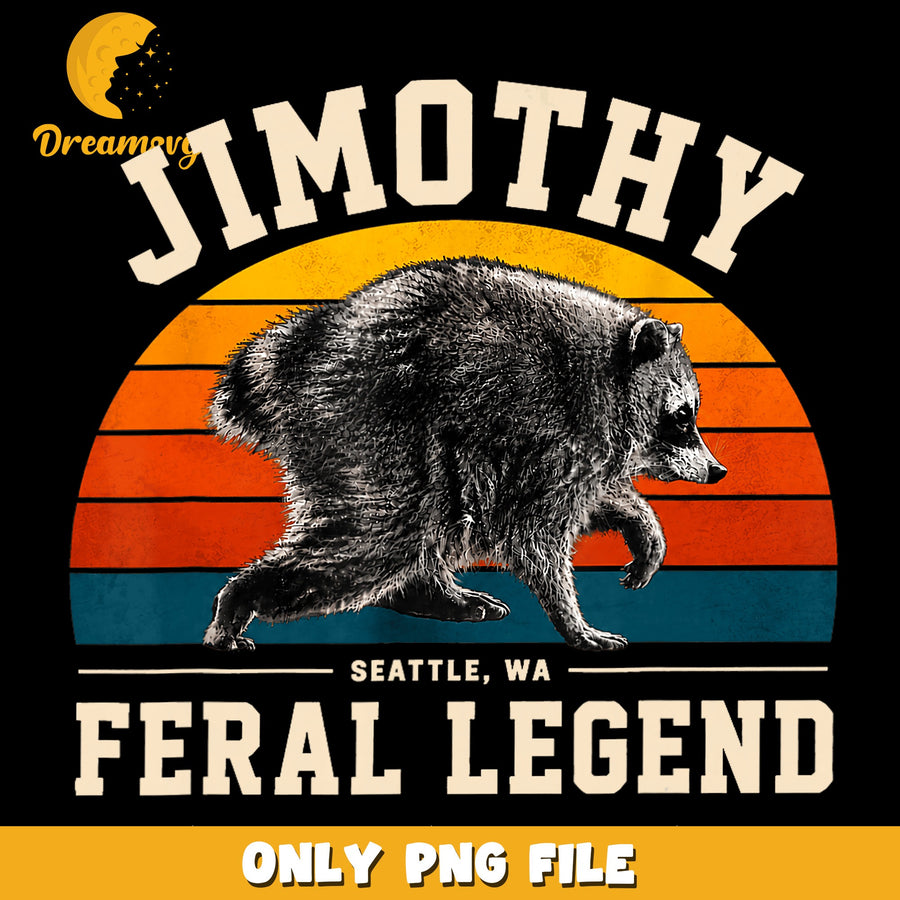 Jimothy Feral Legend Raccoon Seattle Retro PNG, Wildlife, Vintage PNG